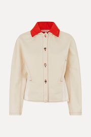Stine Goya Peplum Collar Jacket Outerwear Natural / Contrast Red