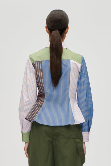 Stine Goya Pocket Peplum Shirt Top Multistripes Mix