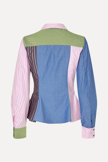Stine Goya Pocket Peplum Shirt Top Multistripes Mix