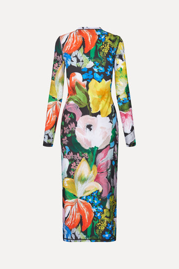 Stine Goya Pullover Long Sleeve Midi Dress Dress Flowers Under The Sun