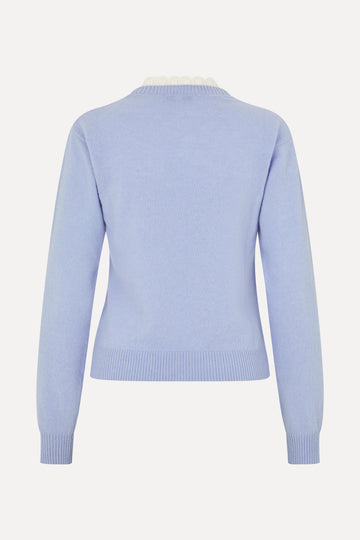 Stine Goya Ruffled Crewneck Sweater Knit Light Blue