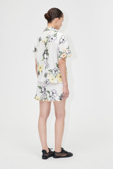 Stine Goya Scalloped Elasticated Waistband Shorts Shorts Wild Flowers Embroidery