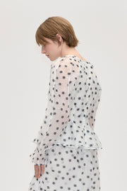 Stine Goya Sheer Peplum Top Top Flower Polka Dot
