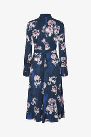 Stine Goya Shirt Dress Midi Dress Blush Roses On Indigo