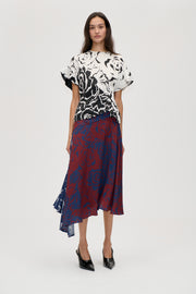 Stine Goya Skirt Asymmetric With Pleats Skirt Graphic Rose Burgundy