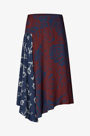 Stine Goya Skirt Asymmetric With Pleats Skirt Graphic Rose Burgundy