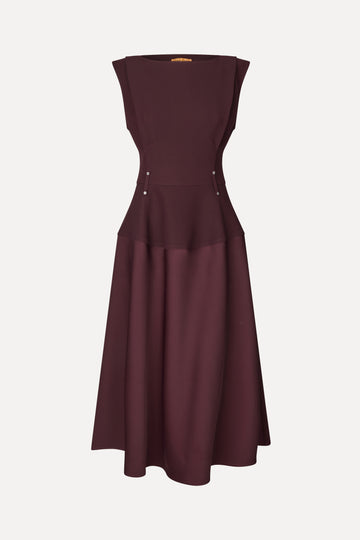 Stine Goya Sleeveless Boatneck Midi Dress Dress Aubergine