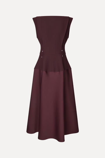 Stine Goya Sleeveless Boatneck Midi Dress Dress Aubergine
