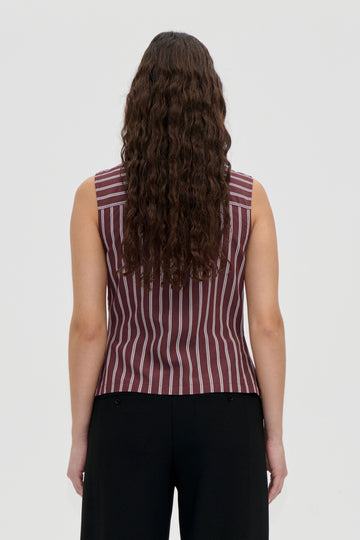 Stine Goya Tie Front Vest Top Uniform Stripes