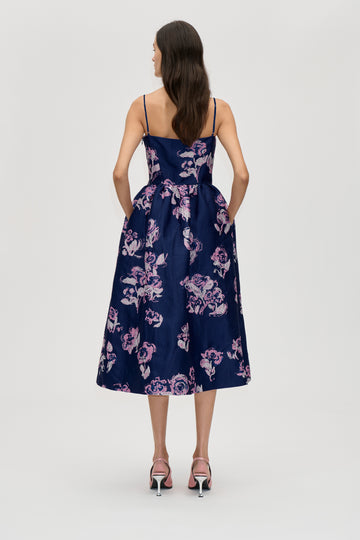 Stine Goya Voluminous Strap Dress Dress Blush Roses On Indigo