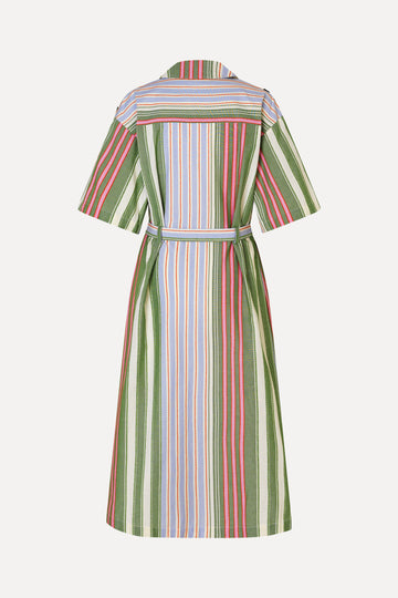 Stine Goya Workwear Midi Dress Dress Forest Stripe