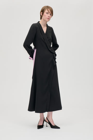 Stine Goya Wrap Long Dress With Detail Dress Black